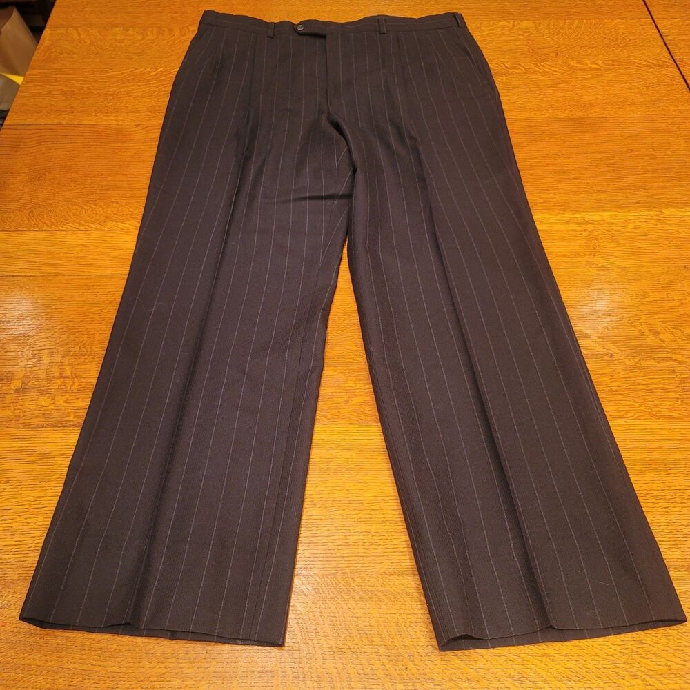 Vintage Burberrys Black Dress Pants Striped 40x30 Pinstriped